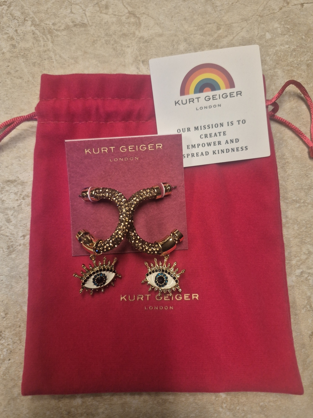 Kurt Geiger London Pave Drop Hoop Earrings
